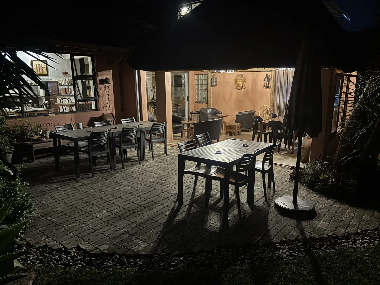 Breakfast terrace at night